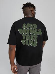 Manfinity EMRG Men Plus Slogan Graphic Tee - Black - View 1