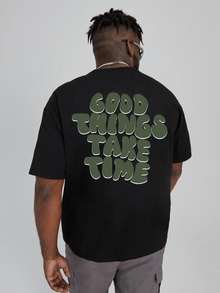 Manfinity EMRG Men Plus Slogan Graphic Tee - Black - View 1