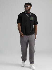 Manfinity EMRG Men Plus Slogan Graphic Tee - Black - View 3