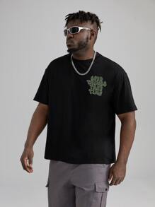 Manfinity EMRG Men Plus Slogan Graphic Tee - Black - View 4