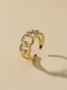 1pc Chain Design Cuff Ring Copper Jewelry - Yellow Gold - View 3