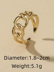 1pc Chain Design Cuff Ring Copper Jewelry - Yellow Gold - View 4