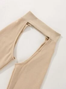 Niñas Top de cuello alto de manga raglán & Vestido halter tejido de canalé - Multicolor - Ver 4