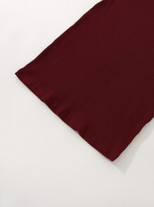 Niñas Top de cuello alto de manga raglán & Vestido halter tejido de canalé - Multicolor - Ver 6