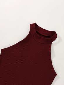 Niñas Top de cuello alto de manga raglán & Vestido halter tejido de canalé - Multicolor - Ver 7