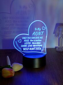 1pc Slogan Graphic Heart Shaped Night Light - Multicolor - View 2