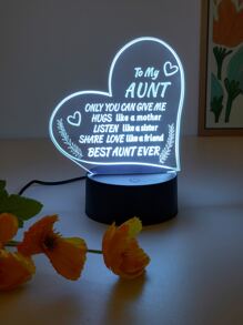 1pc Slogan Graphic Heart Shaped Night Light - Multicolor - View 3