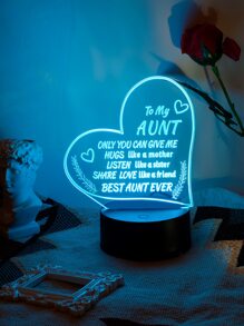 1pc Slogan Graphic Heart Shaped Night Light - Multicolor - View 5