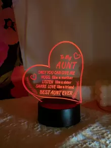 1pc Slogan Graphic Heart Shaped Night Light - Multicolor - View 6