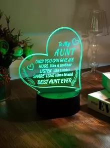 1pc Slogan Graphic Heart Shaped Night Light - Multicolor - View 7