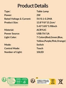 1pc Slogan Graphic Heart Shaped Night Light - Multicolor - View 8