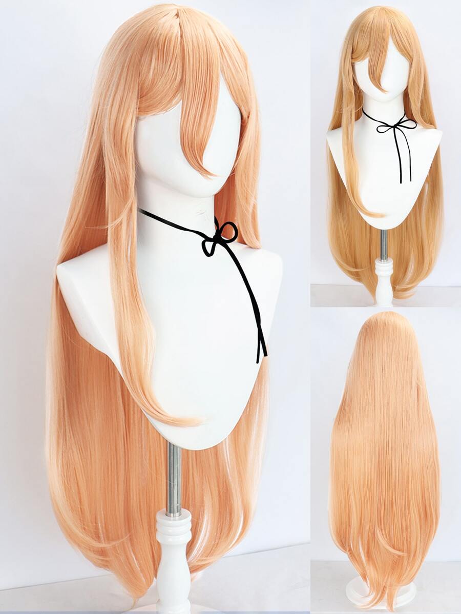Tóc giả tổng hợp dài màu cam cho tiệc tùng Tóc giả cosplay thẳng siêu dài có mái Tóc giả bằng sợi Anime chịu nhiệt không cần keo Trường học Halloween Ngày lễ Tạ ơn Giáng sinh Tóc giả mật độ cao Giá rẻ kèm mũ đội tóc giả miễn phí - trái cam - Xem 1