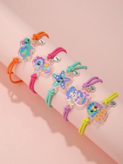 5pcs Girls Cartoon Starfish Decor Bracelet
