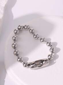 1入組珠子裝飾手環,不銹鋼首飾類 - 銀色 - 查看 4
