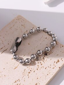 1入組珠子裝飾手環,不銹鋼首飾類 - 銀色 - 查看 6