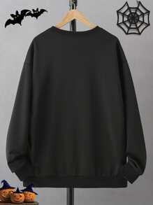 Manfinity Men 1pc Cartoon Graphic Drop Shoulder Sweatshirt - Black - View 2