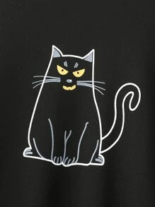 Manfinity Men 1pc Cartoon Graphic Drop Shoulder Sweatshirt - Black - View 3