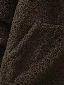 Manfinity Hypemode Loose Fit Men's Drop Shoulder Teddy Fleece Hoodie With Kangaroo Pocket - Coffee Brown - View 4