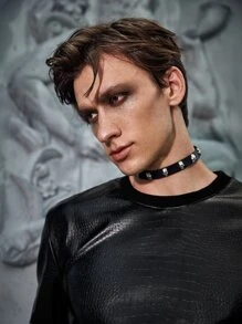 Manfinity Hombres Sudadera unicolor PU - Negro - Ver 5