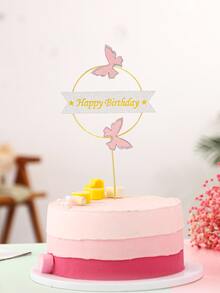 1pc Butterfly Decor Birthday Party Cake Topper - Multicolor - View 1