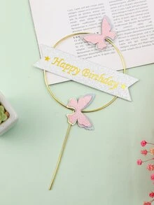 1pc Butterfly Decor Birthday Party Cake Topper - Multicolor - View 2