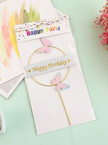 1pc Butterfly Decor Birthday Party Cake Topper - Multicolor - View 4