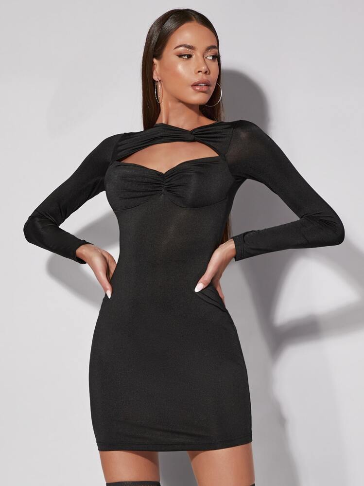peekaboo bodycon dress Terabyte Peekaboo Belt Bodycon Dress