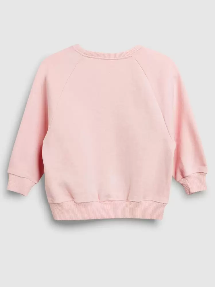 Toddler Girls Dinosaur Print Patch Detail Raglan Sleeve Pullover - Baby Pink - View 2