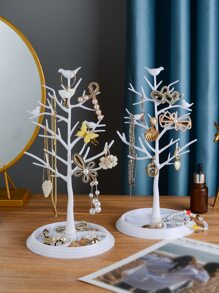 WHICHLIFE 1pc Plastic White Bird Tree Shaped Jewelry Display Stand, Height 30cm - White - View 6