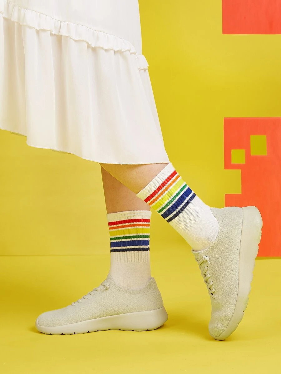 CUCCOO BASICS Lace Up Front Fluffy Sneakers - Beige - View 1