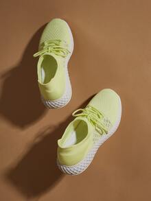 Lace-up Decor Sneakers - Yellow - View 4