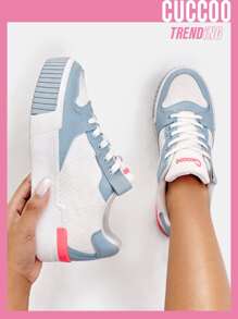 Two Tone Letter Graphic Skate Shoes - Baby Blue - View 1