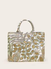 SHEIN VCAY Túi tote in hình lá - Nhiều màu - Xem 5