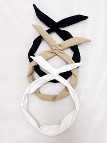 3 piezas/set de diademas simples de Color sólido con nudo trenzado y extremo de mariposa para uso diario, academia y maquillaje - Multicolor - Ver 2