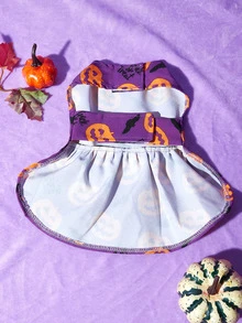 Halloween 1pc Pumpkin Pattern Pet Dress
