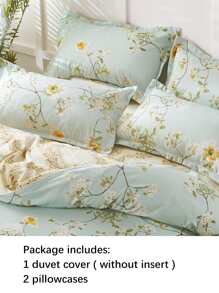 Floral Print Duvet Cover Set Without Filler - Multicolor - View 4