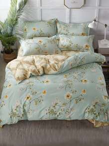 Floral Print Duvet Cover Set Without Filler - Multicolor - View 7