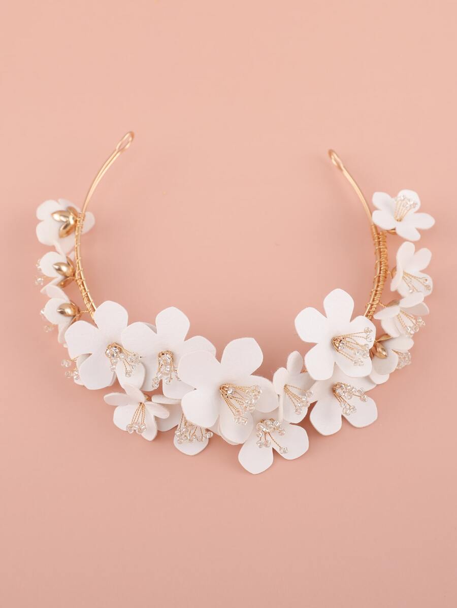 Diadema con diseño de flor nupcial - Dorado - Ver 1