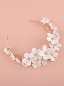 Diadema con diseño de flor nupcial - Dorado - Ver 2