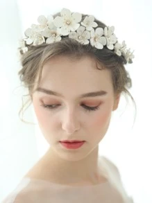 Diadema con diseño de flor nupcial - Dorado - Ver 4