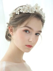 Diadema con diseño de flor nupcial - Dorado - Ver 5