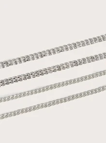 1條鑲嵌水鑽的雙排腰鏈,長105cm,適用於派對場合 - 銀色 - 查看 4