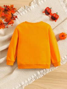 Toddler Girls Halloween Print Sweatshirt - Orange - View 2