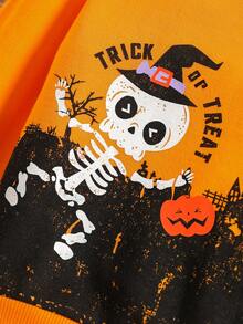Toddler Girls Halloween Print Sweatshirt - Orange - View 3