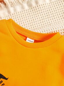 Toddler Girls Halloween Print Sweatshirt - Orange - View 5