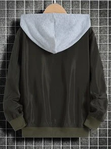 Niños Cazadora con cremallera con capucha sin camiseta - Verde militar - Ver 2