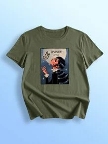 Ashley Baxter Áo thun nữ Con số Lá thư Giải trí - xanh quân đội - Xem 1