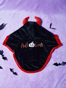 Halloween 1pc Pumpkin Print Pet Cloak Halloween Halloween Costumes - Black - View 2