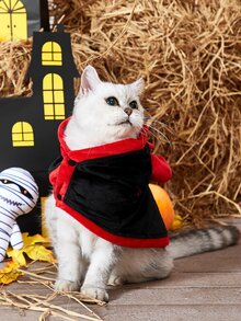 Halloween 1pc Pumpkin Print Pet Cloak Halloween Halloween Costumes - Black - View 4