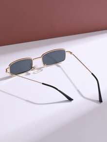 Square Frame Fashion Glasses - Grey - View 3